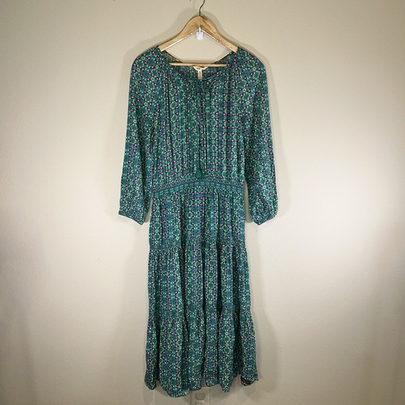 Matilda Jane Age of Aquarius Tiered Green Floral Print Midi Dress Women Medium - Picture 1 of 9